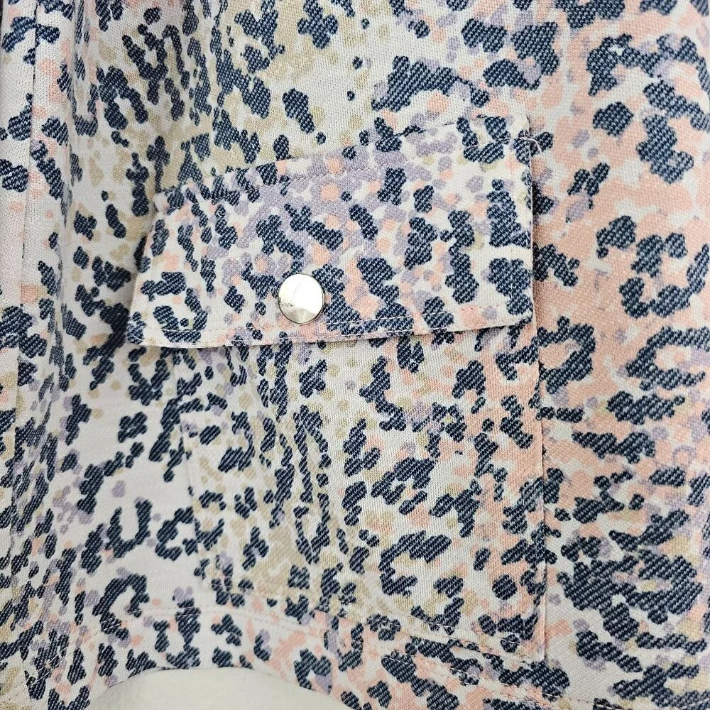 Chico's Weekends Utility Animal Print Zip Up Hoodie Jacket Sz L 16 Casual Active - Picture 2 of 10